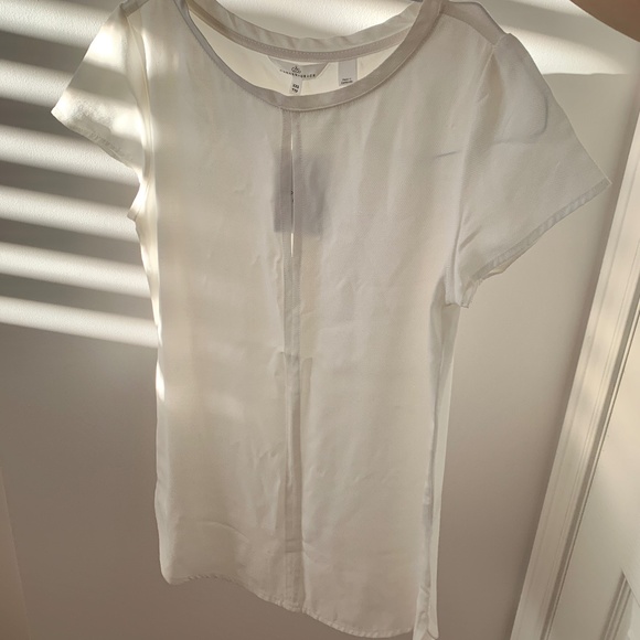 White Tee Blouse Shirt with Front Cut-Out - Picture 2 of 4